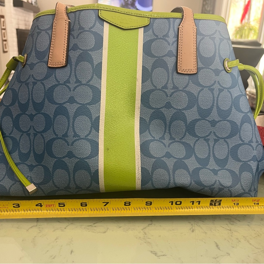 Coach Blue and Green Tote Bag 19” wide